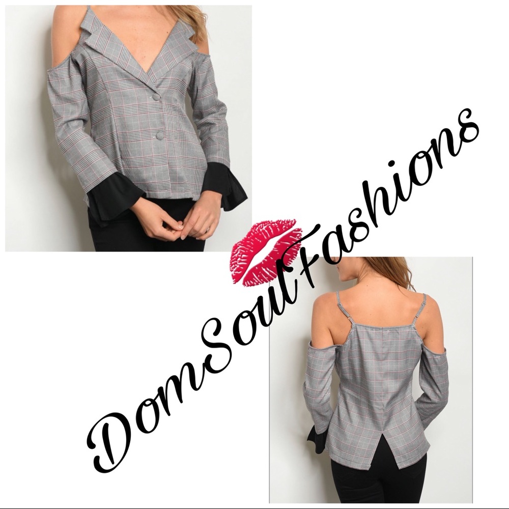💋 Let’s Chill Cold Shoulder Plaid Blazer Top 💋